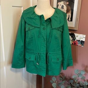 Sandro Sportswear Green Polka Dot liner 3/4 sleeve round collar buttons L jacket